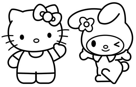 hello kitty and my melody outline